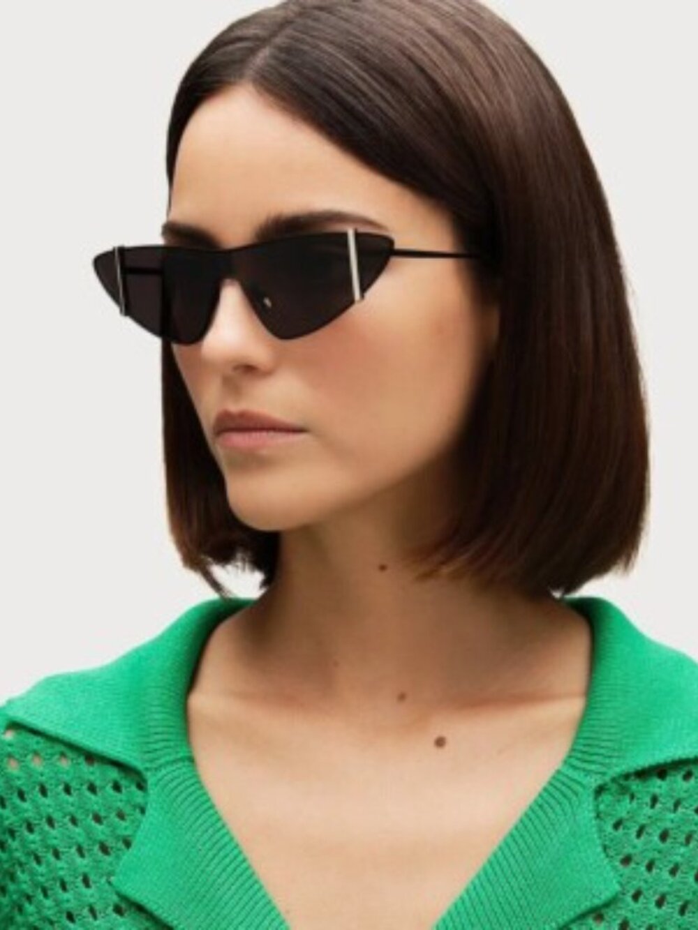 Saint Laurent SL536 001 Rimless Shield Sunglasses - Black - Picture 2 of 10